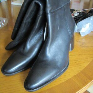 Zara Leather Air-Fit  Comfort  insole Black Knee-Hi NWT Boots. 3" heel Sz41 euro